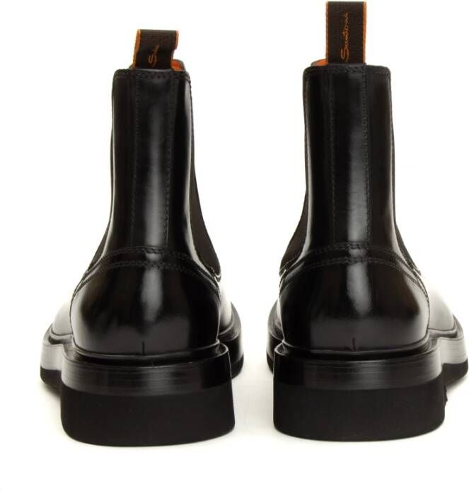 Santoni Zwarte Leren Chelsea Laarzen Black Heren