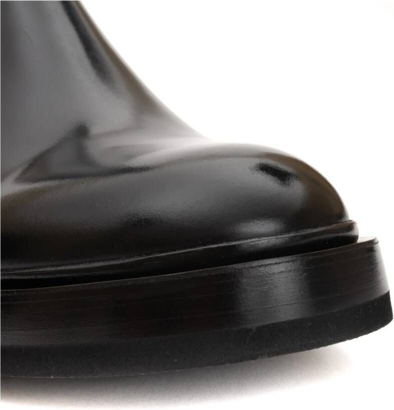 Santoni Zwarte Leren Chelsea Laarzen Black Heren