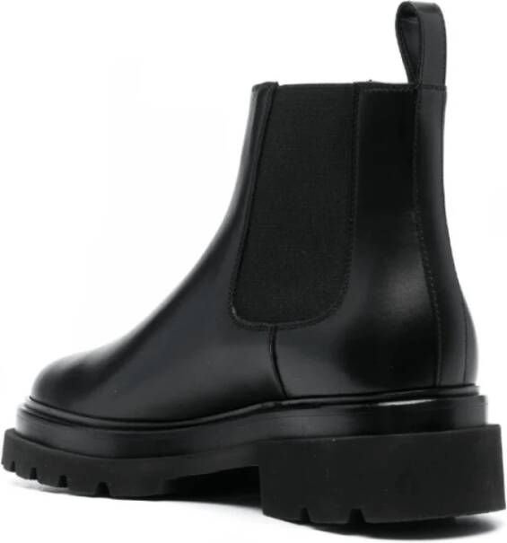 Santoni Zwarte Leren Instaplaarzen Black Dames