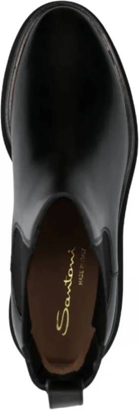 Santoni Zwarte Leren Instaplaarzen Black Dames