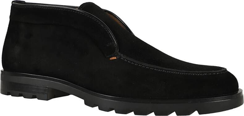 Santoni Zwarte leren jas Aw24 Black Heren