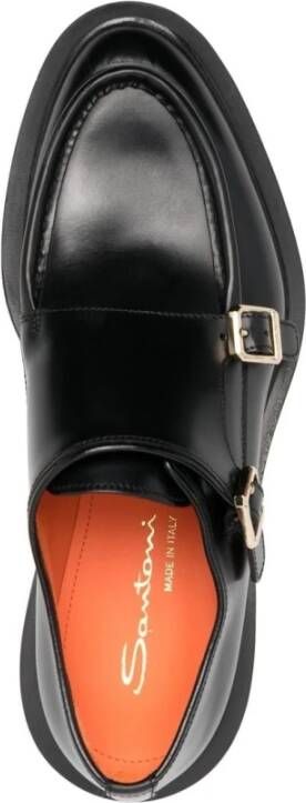 Santoni Zwarte Leren Monnik Schoenen Black Dames