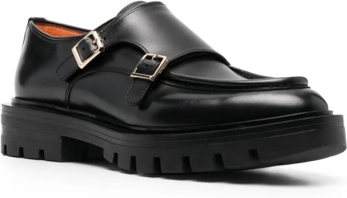 Santoni Zwarte Leren Monnik Schoenen Black Dames