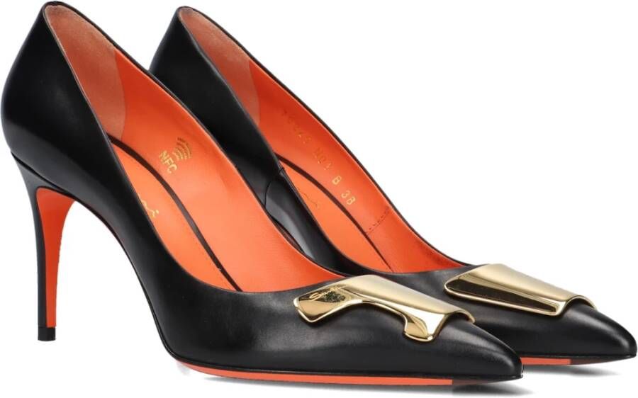 Santoni Zwarte Leren Pumps voor Dames Black Dames