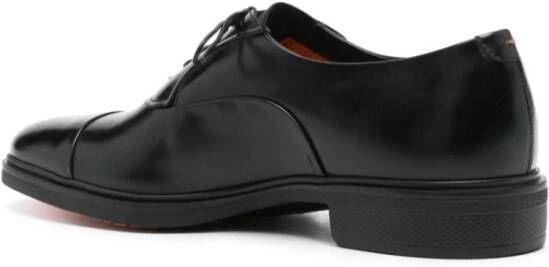 Santoni Zwarte leren sneakers met rubberen zool Black Heren