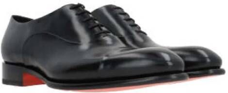 Santoni Zwarte Oxford Leren Schoenen Black Heren