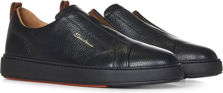 Santoni Zwarte Sneakers Luxe Comfort Stijl Black Heren