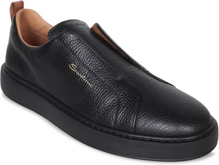 Santoni Zwarte Sneakers voor Mannen Black Heren