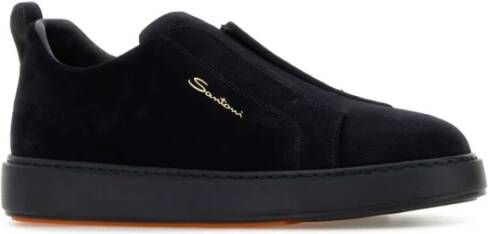 Santoni Zwarte Suède Instappers Schoenen Black Heren