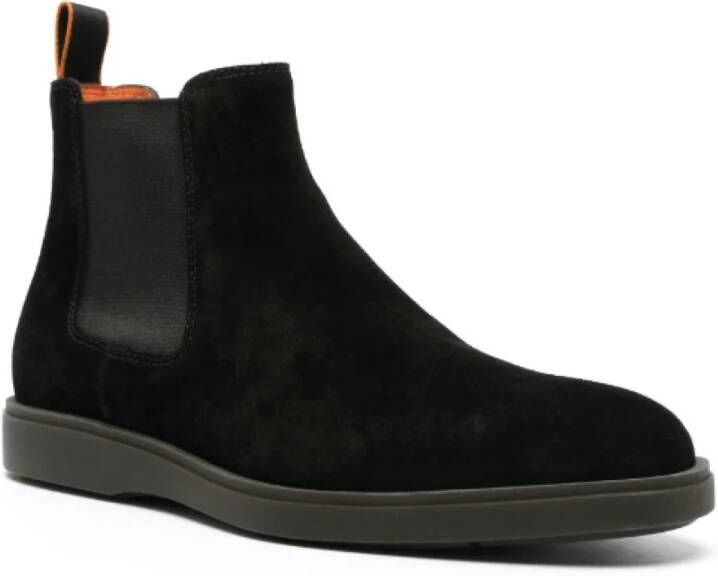 Santoni Zwarte Suède Ronde Neus Laarzen Black Heren