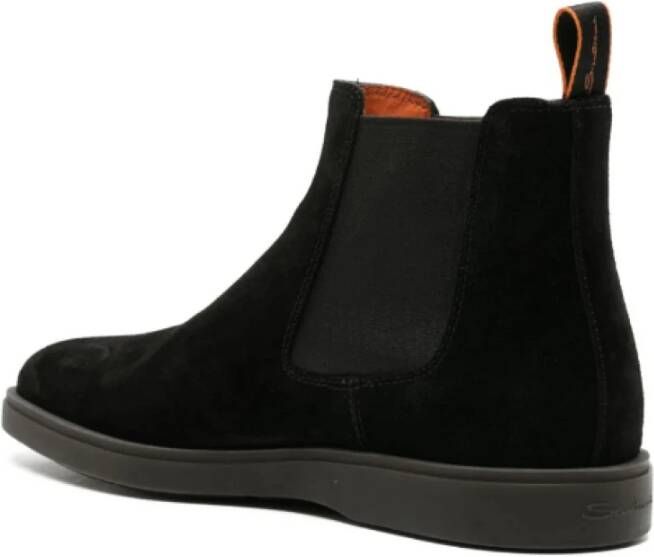 Santoni Zwarte Suède Ronde Neus Laarzen Black Heren