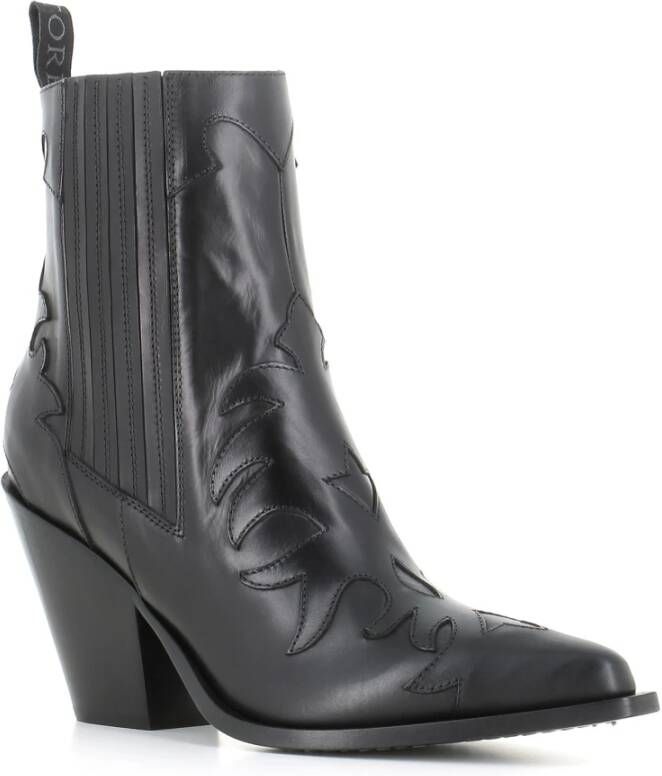 Sartore Zwarte leren Texano laarzen Black Dames