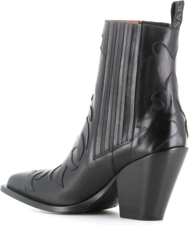 Sartore Zwarte leren Texano laarzen Black Dames