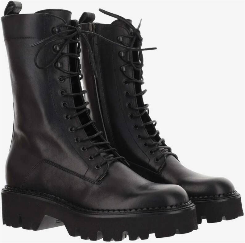 Sartore Zwarte Leren Veterschoenen Black Dames