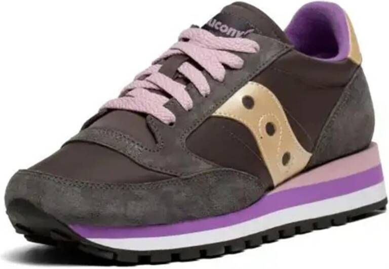 Saucony Grijze en Paarse Jazz Triple Schoen Grijs Dames