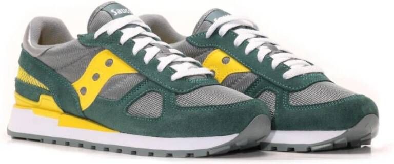 Saucony Groene Sneakers met Gele en Grijze Accenten Groen Heren