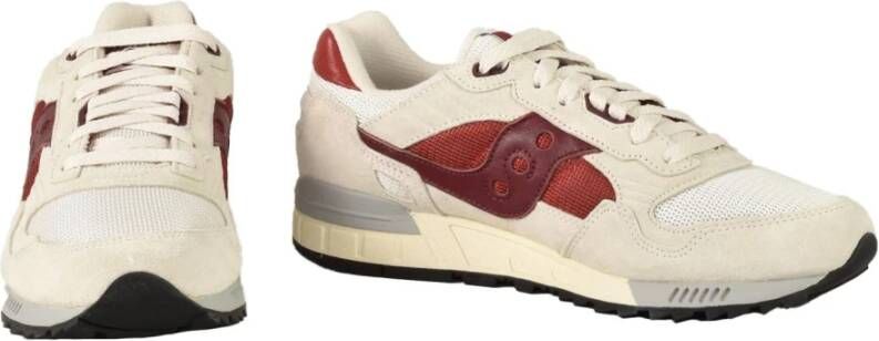 Saucony Sportieve Sneakers Leer Polyester Rubberen Zool Beige Heren