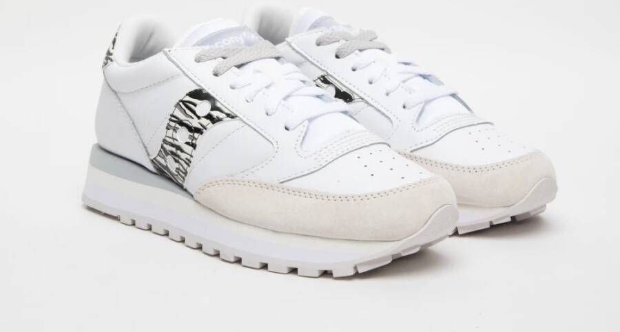 Saucony Witte leren sneakers met traditionele vetersluiting White Dames