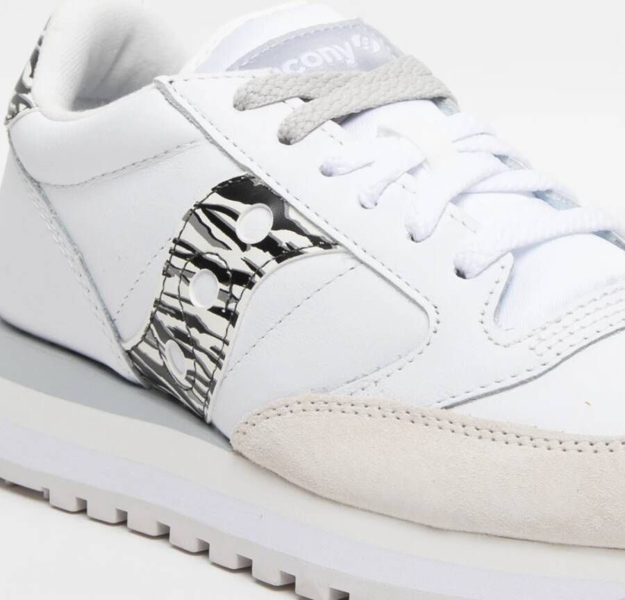 Saucony Witte leren sneakers met traditionele vetersluiting White Dames