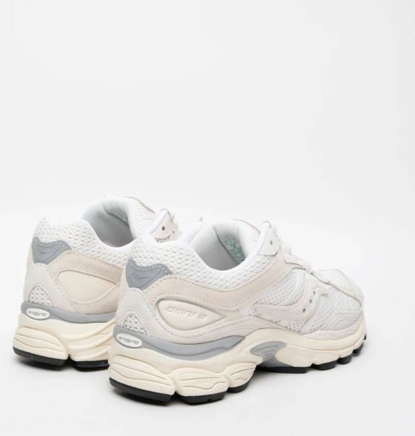 Saucony Witte Vetersneakers Mesh Beige Leer White Unisex