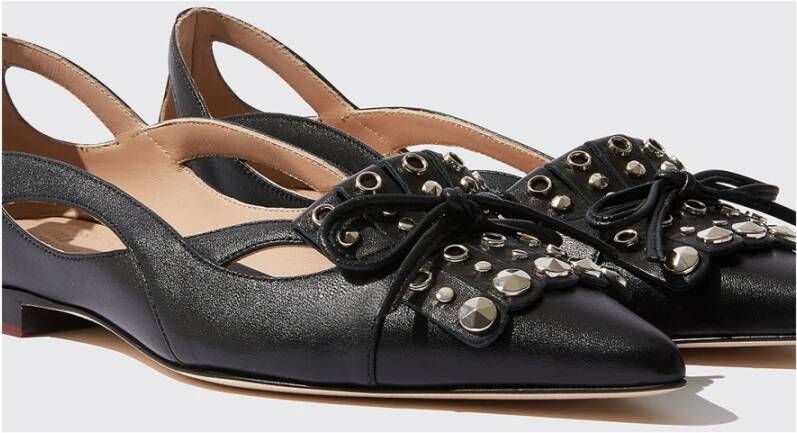 Scarosso Onyx Odyssey Leren Ballerina`s Zwart Dames