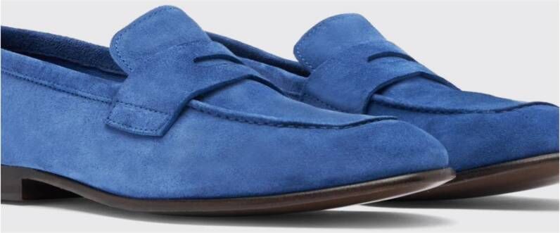 Scarosso Blauwe Suède Penny Loafers Blue Heren