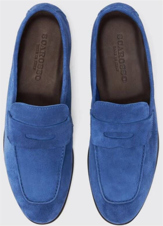 Scarosso Blauwe Suède Penny Loafers Blue Heren