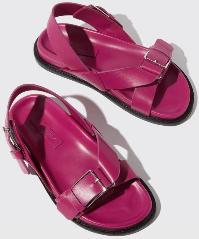 Scarosso Hailey Leren Platte Sandalen Roze Dames