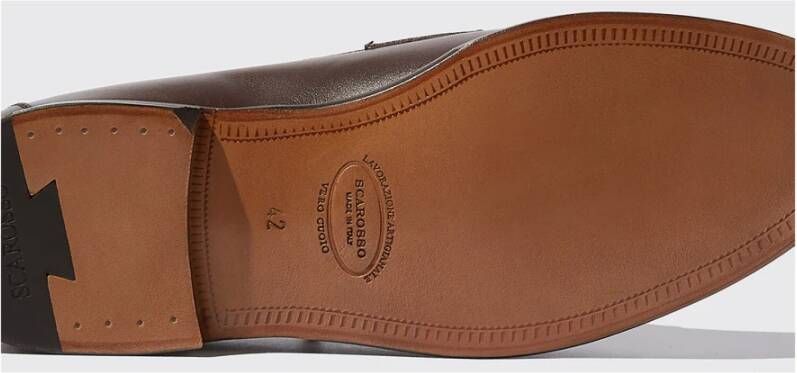 Scarosso Handgemaakte Italiaanse Penny Loafers in bruin kalfsleer Brown Heren