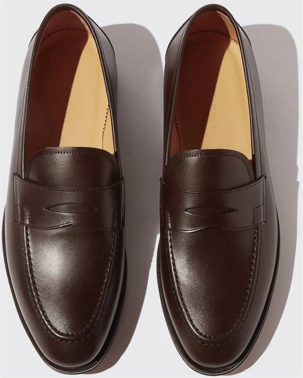 Scarosso Handgemaakte Italiaanse Penny Loafers in bruin kalfsleer Brown Heren