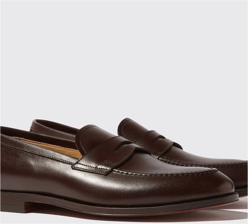 Scarosso Handgemaakte Italiaanse Penny Loafers in bruin kalfsleer Brown Heren