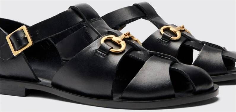 Scarosso Handgemaakte Leren Sandalen Black Dames