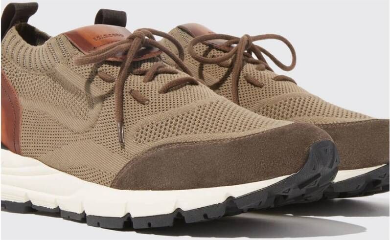 Scarosso Handgemaakte hardloopschoenen met lederen details Brown Heren