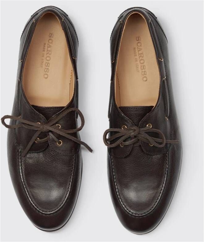 Scarosso Met de hand vervaardigde bootschoen loafers Brown Heren