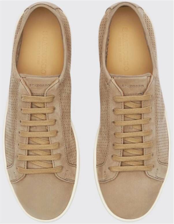 Scarosso Taupe Nubuck Leren Sneakers Beige Heren