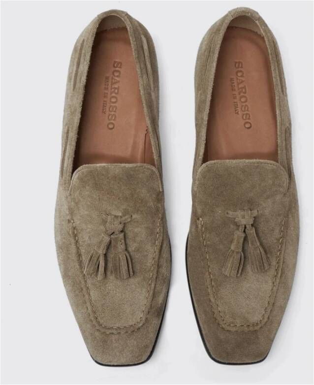 Scarosso Taupe Suède Tassel Loafers Beige Heren