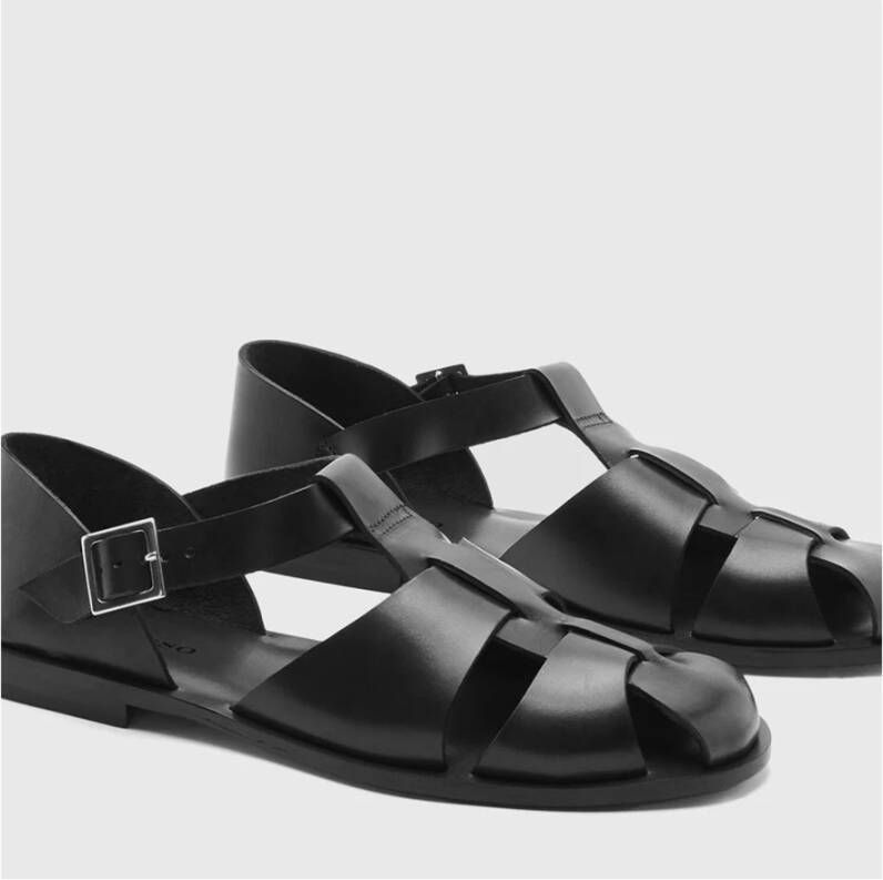 Scarosso Visserstijl Leren Sandalen Black Heren