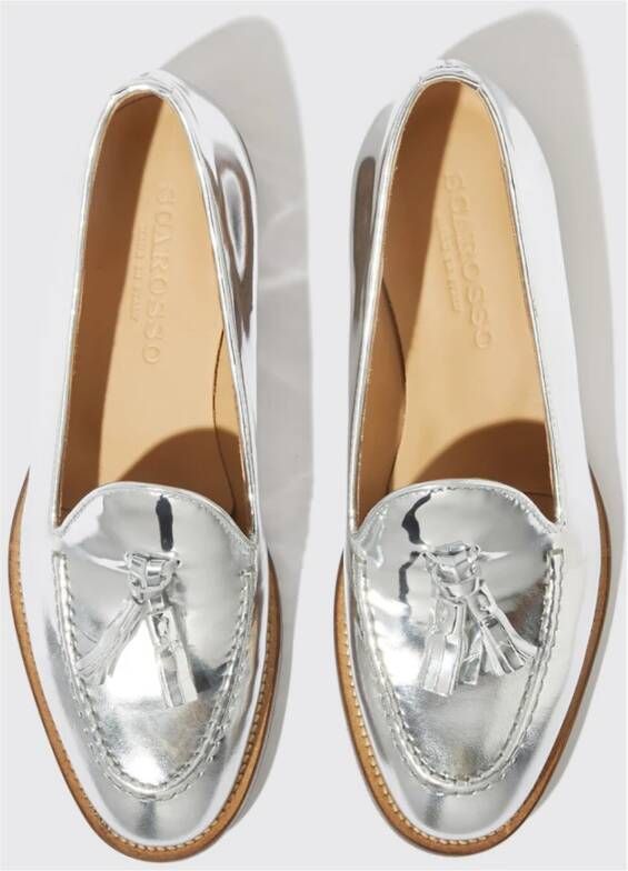 Scarosso Zilveren Tassel Loafers Handgemaakt in Italië Gray Dames