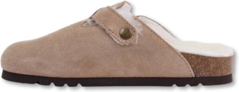 Scholl Gezellige Wolgevoerde Instapmuilen Beige Dames