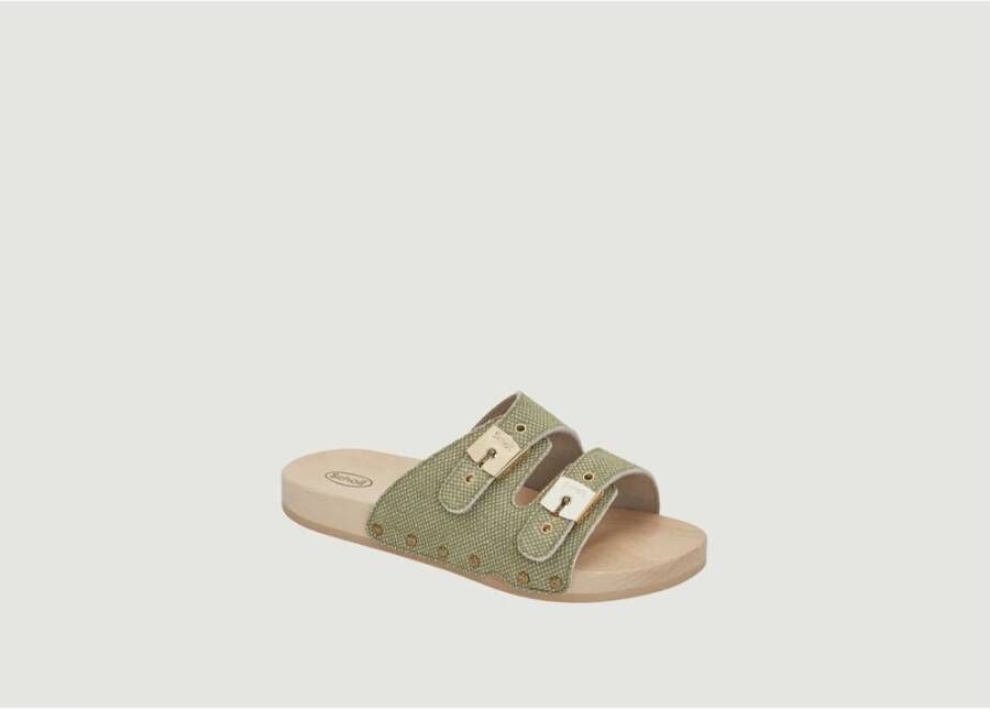 Scholl Pescura -sandalen in leer en hout Groen Dames