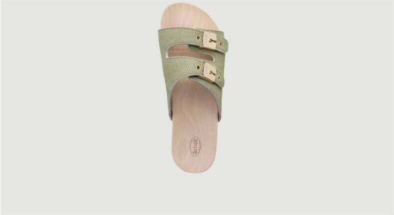 Scholl Pescura -sandalen in leer en hout Groen Dames