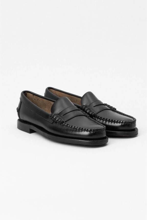 Sebago Bordeauxrode Leren Loafers Slip-On Design Black Dames