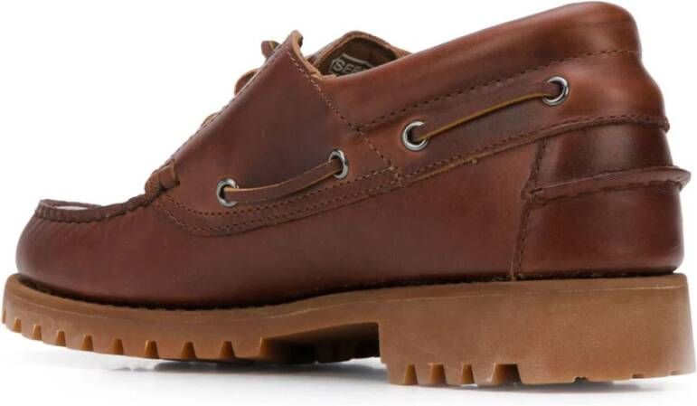 Sebago Bruine leren mocassins met reliëfstructuur Brown Heren