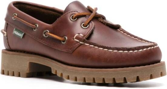 Sebago Bruine platte schoenen met logopatch Brown Dames