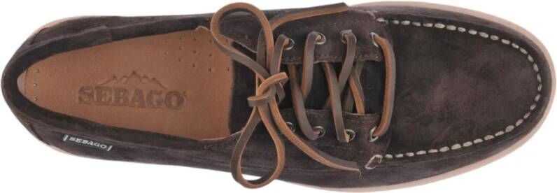 Sebago Bruine Suède Platte Schoenen Brown Heren