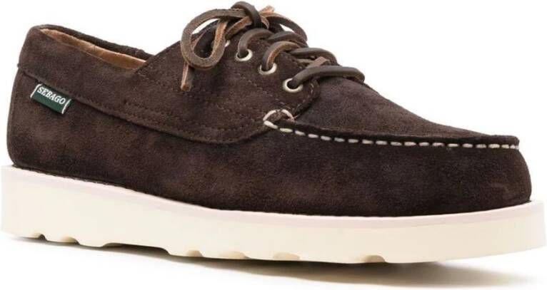 Sebago Bruine Suède Veterschoenen Brown Heren