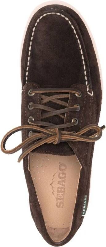 Sebago Bruine Suède Veterschoenen Brown Heren