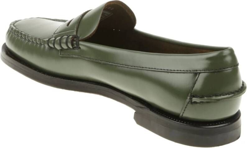 Sebago Groene Leren Mocassin met Stiksels Green Dames