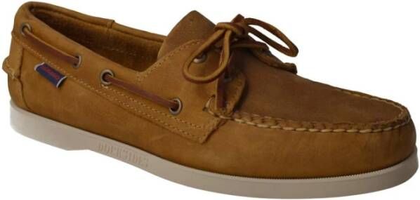 Sebago Handgemaakte Kameel Leren Bootschoenen Brown Heren