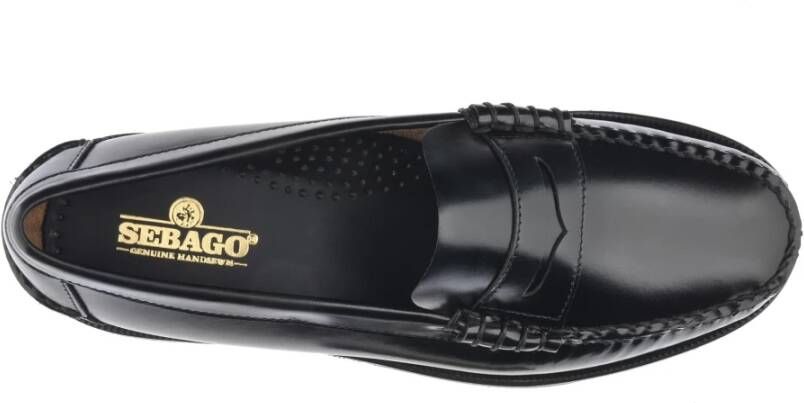 Sebago Handgemaakte leren mocassin schoen Black Heren